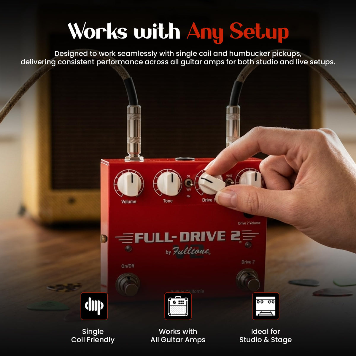 Fulltone Full-Drive 2 V2 Overdrive Pedal with Boost alternate product view 8 — Slide 8 of 8