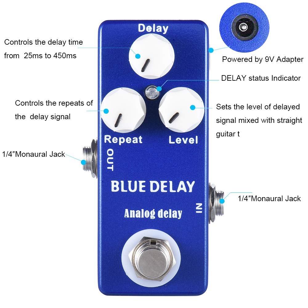 Mosky Audio Blue Delay Guitar Pedal with True Bypass alternate product view 6 — Slide 6 of 6