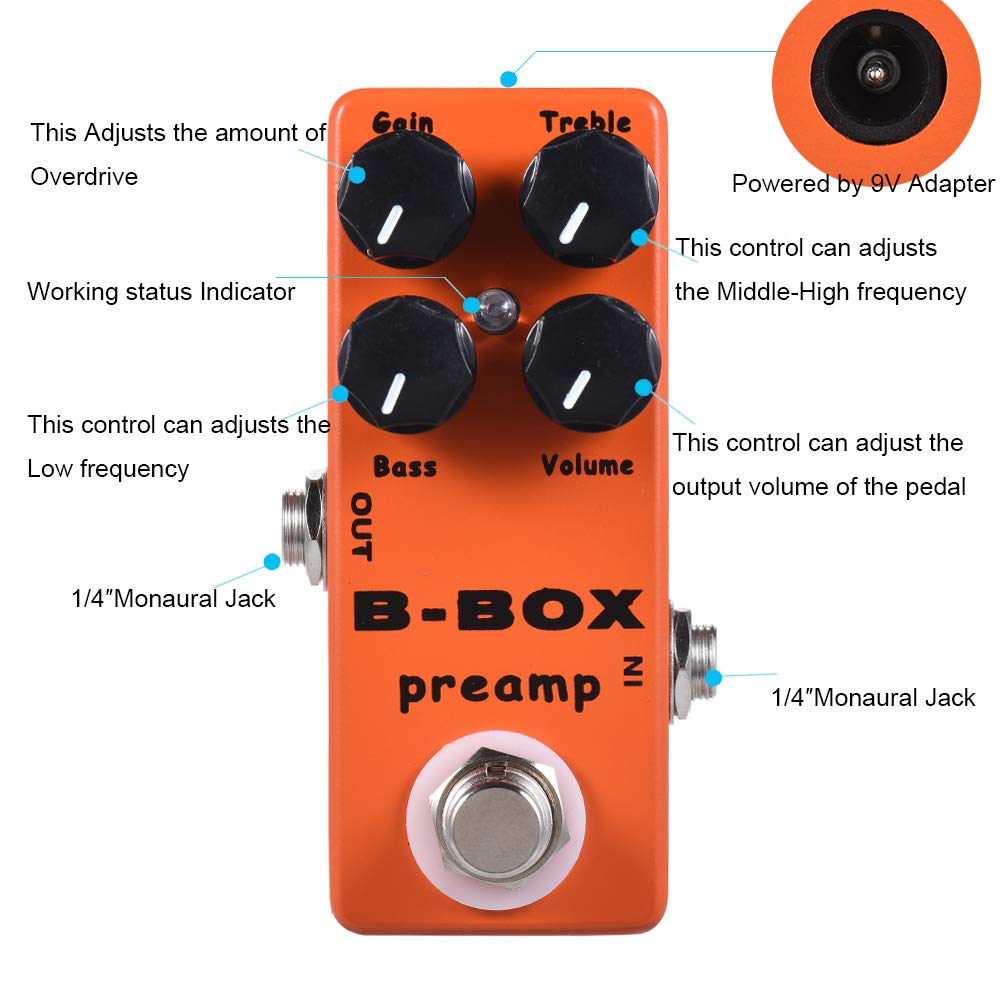 Mosky Audio Mini B-Box Preamp Pedal Electric Guitar Effect with Overdrive Function alternate product view 7 — Slide 7 of 7