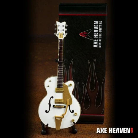 Brian Setzer White Falcon miniature beside its collector packaging — Slide 6 of 6