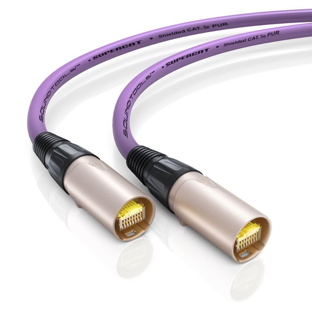 Sound Tools SuperCAT Professional Grade Shielded CAT5e etherCON Cable – High-Speed Ethernet Cable with 6Gbps Data Transfer – Flexible Polyurethane Jacket & Neutrik Connectors (150 feet, Purple) — Slide 2 of 5