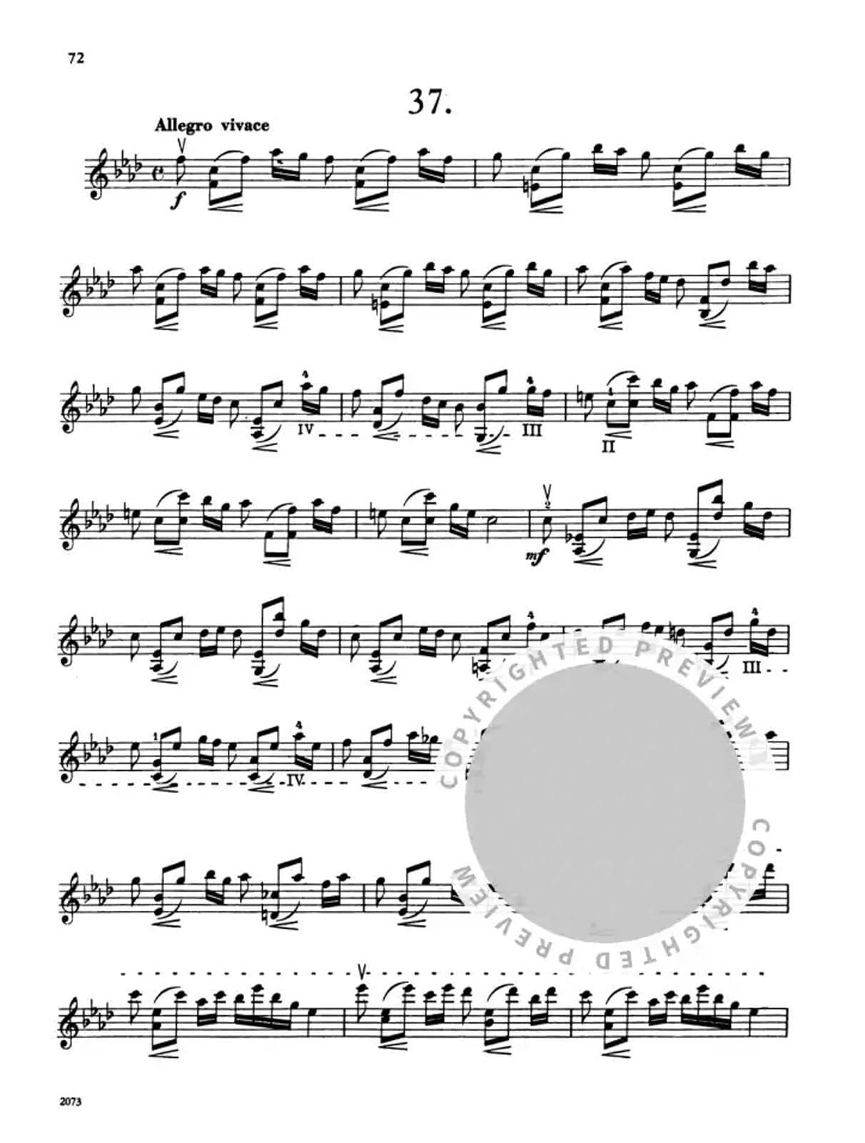Kreutzer 42 Studies for Violin, Ivan Galamian edition — sample score page for Study 37, Allegro vivace — Slide 6 of 6