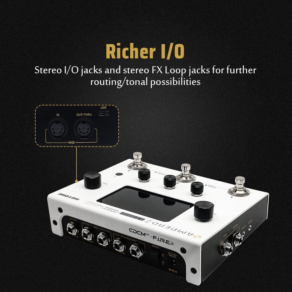 HOTONE Guitar Multi Effects Processor Multi Effects Pedal Touch Screen Guitar Bass Amp Modeling IR Cabinets Simulation Guitar Effects Pedal Multi FX Processor Ampero II Stomp — Slide 6 of 7