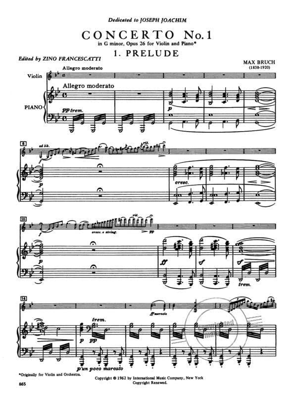Bruch, Max - Concerto No 1 in g minor Op. 26 for Violin and Piano - by Francescatti - International — Slide 2 of 4