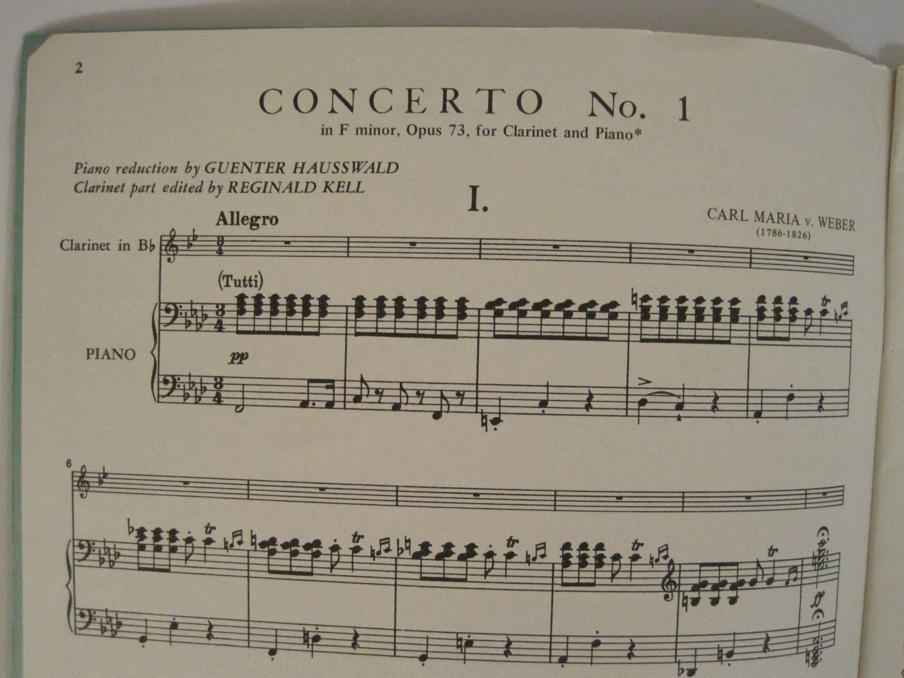 Concerto No. 1 in F Minor, Opus 73 for Clarinet and Piano — Slide 2 of 2