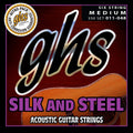 GHS Strings 350 Silk And Steel, Silver-Plated Copper Acoustic Guitar Strings, Medium (11-48)