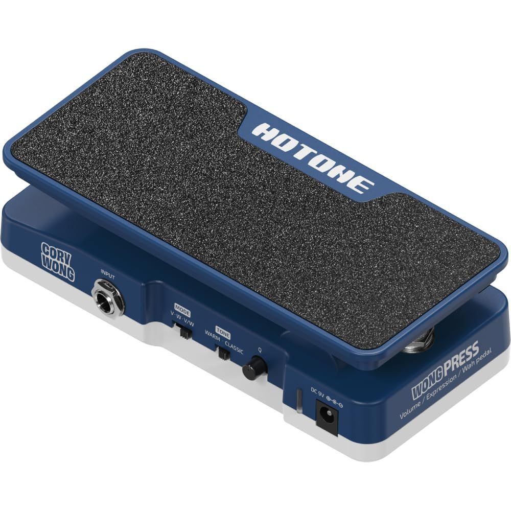 Hotone SP-21 Wong Press volume, expression and wah pedal — angled view showing the input and control side — Slide 7 of 9