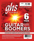 GHS Strings, GBM Boomers, Nickel Plated Steel Electric Guitar Strings, Legendary Strength, Consistent Intonation, Long Lasting Brightness, Tone & Sustain. For 6-String Guitar, 11-50 Med. Gauge, 6 Pack