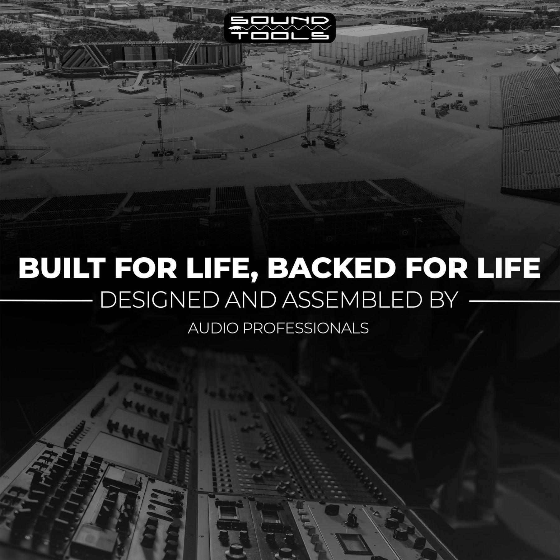 SoundTools CAT Tails Male four-channel XLR-to-RJ45 adapter — Built for life, backed for life warranty infographic — Slide 5 of 7