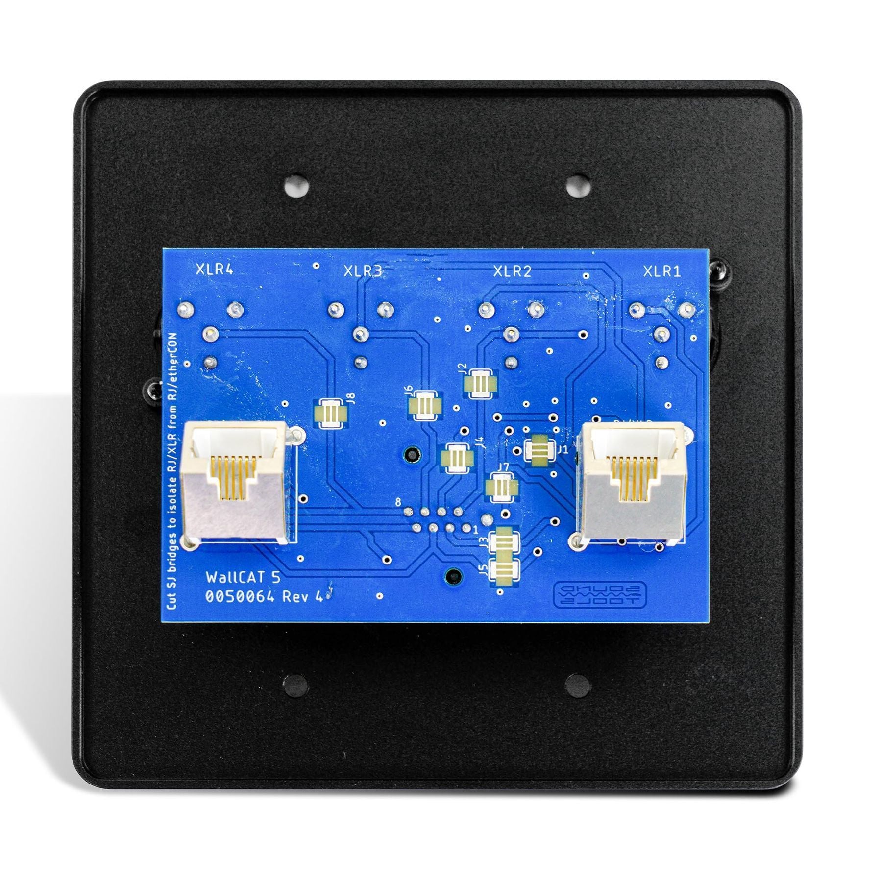 SoundTools Wall CAT 5 Female XLR Black – 4-Channel Audio Over Shielded CAT Wall Plate with etherCON – Solderless XLR Panel for Analog/AES3/DMX Signals for Studio, Stage & AV Use — Slide 2 of 3