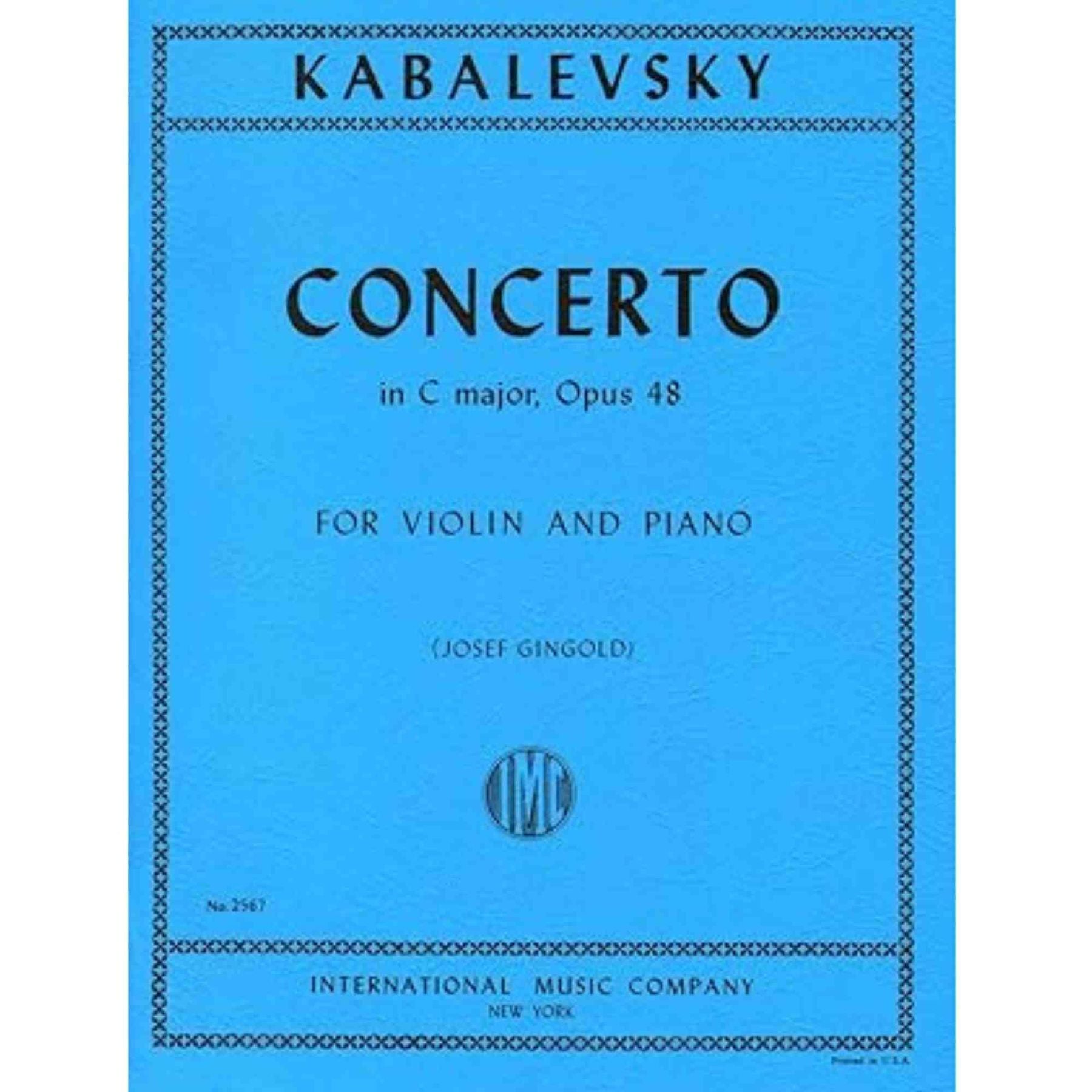 Kabalevsky, Dmitri Concerto in C Major, Op 48 Violin and Piano by Josef Gingold - International — Slide 1 of 4