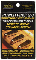 Power Pins 2.0 - Gold Chrome Set with Power Plate Upgrade- Patented Bridge Pin System for Acoustic Guitars- Improved Tone, Amplified Sound, Easier Restringing, and Faster Tuning