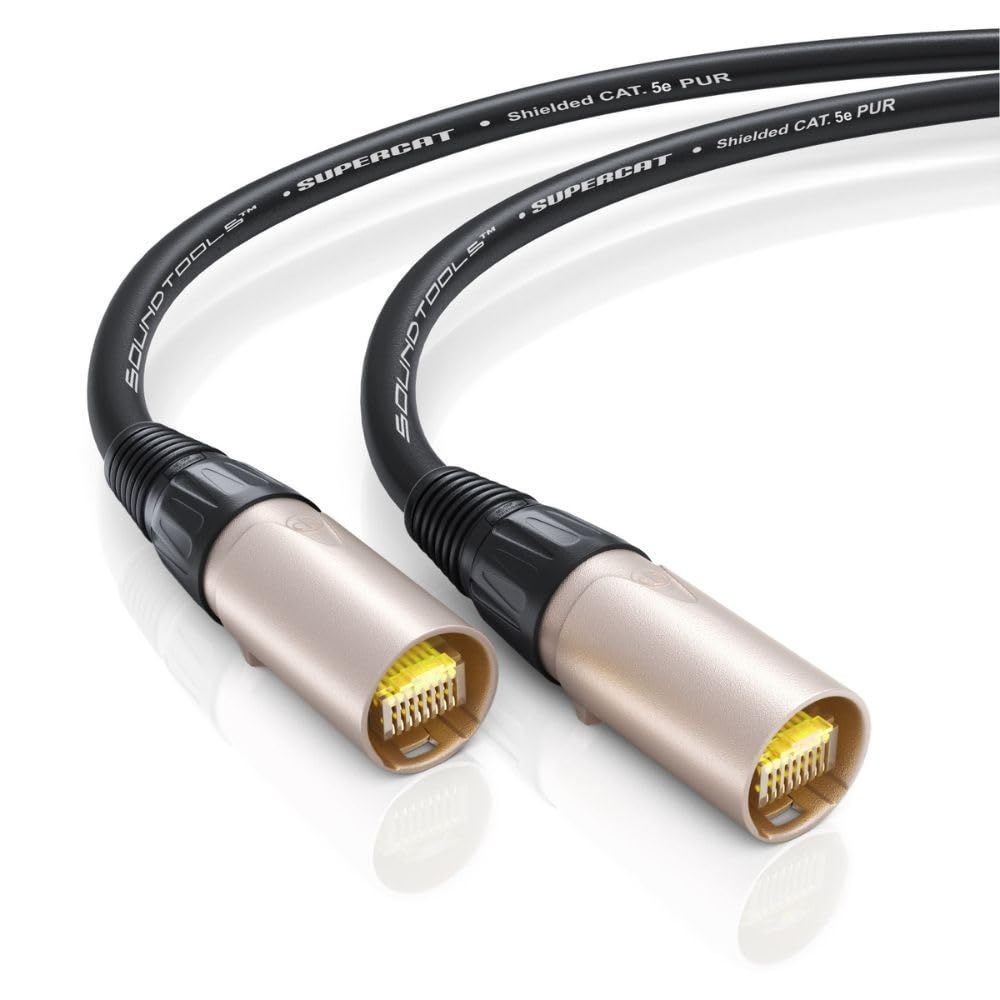 Sound Tools SuperCAT Professional Grade Shielded CAT5e etherCON Cable – High-Speed Ethernet Cable with 6Gbps Data Transfer – Flexible Polyurethane Jacket & Neutrik Connectors (150 feet, Black) — Slide 2 of 5