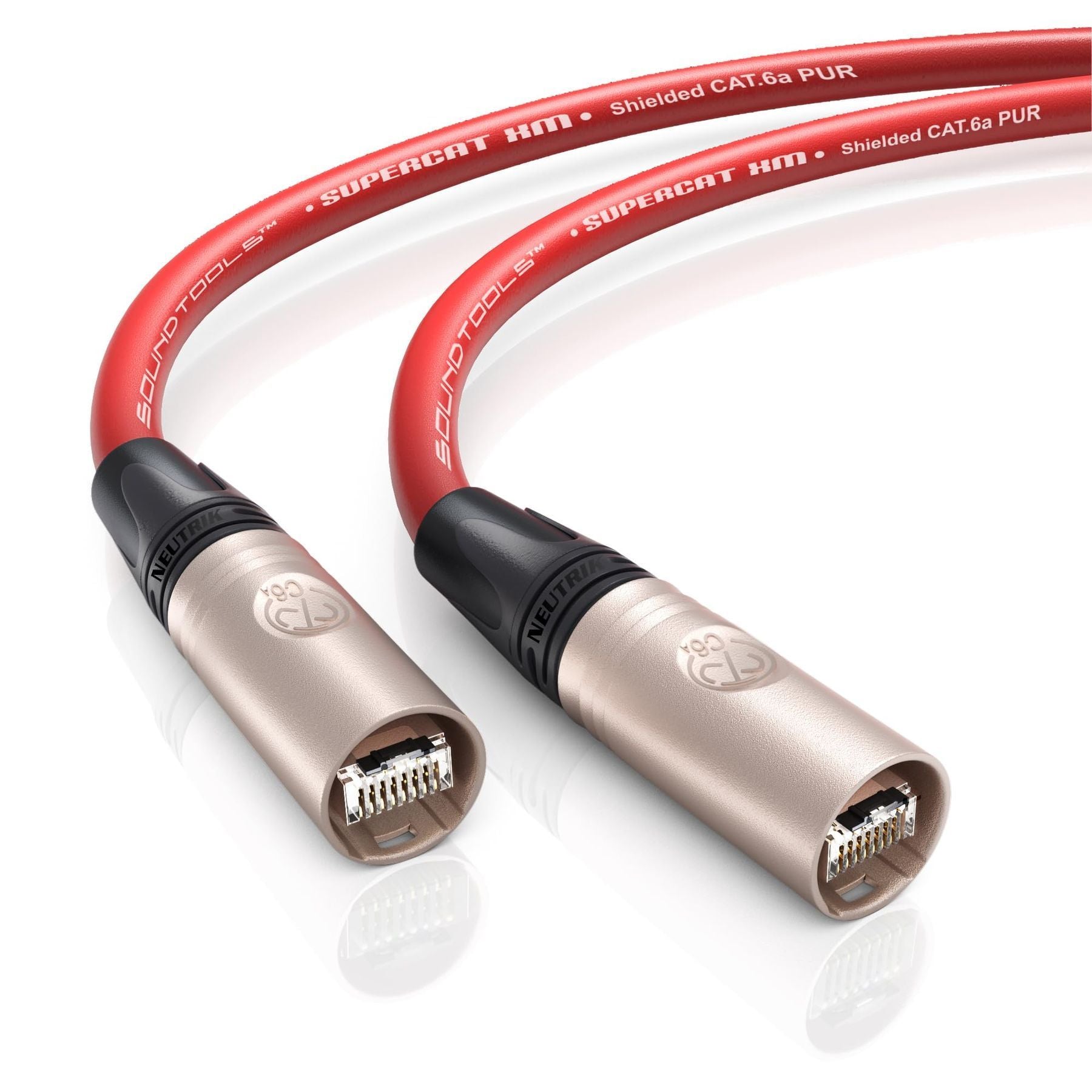 SoundTools SuperCAT XM Festival Grade Shielded CAT6a etherCON Cable – Double Shielded S/FTP Rugged Polyurethane Jacket – AES50 Dante AVB Milan Madi Compatible – High Visibility Red 10m — Slide 2 of 3