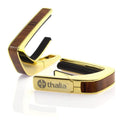 Thalia gold finish capo with Santos Rosewood inlay