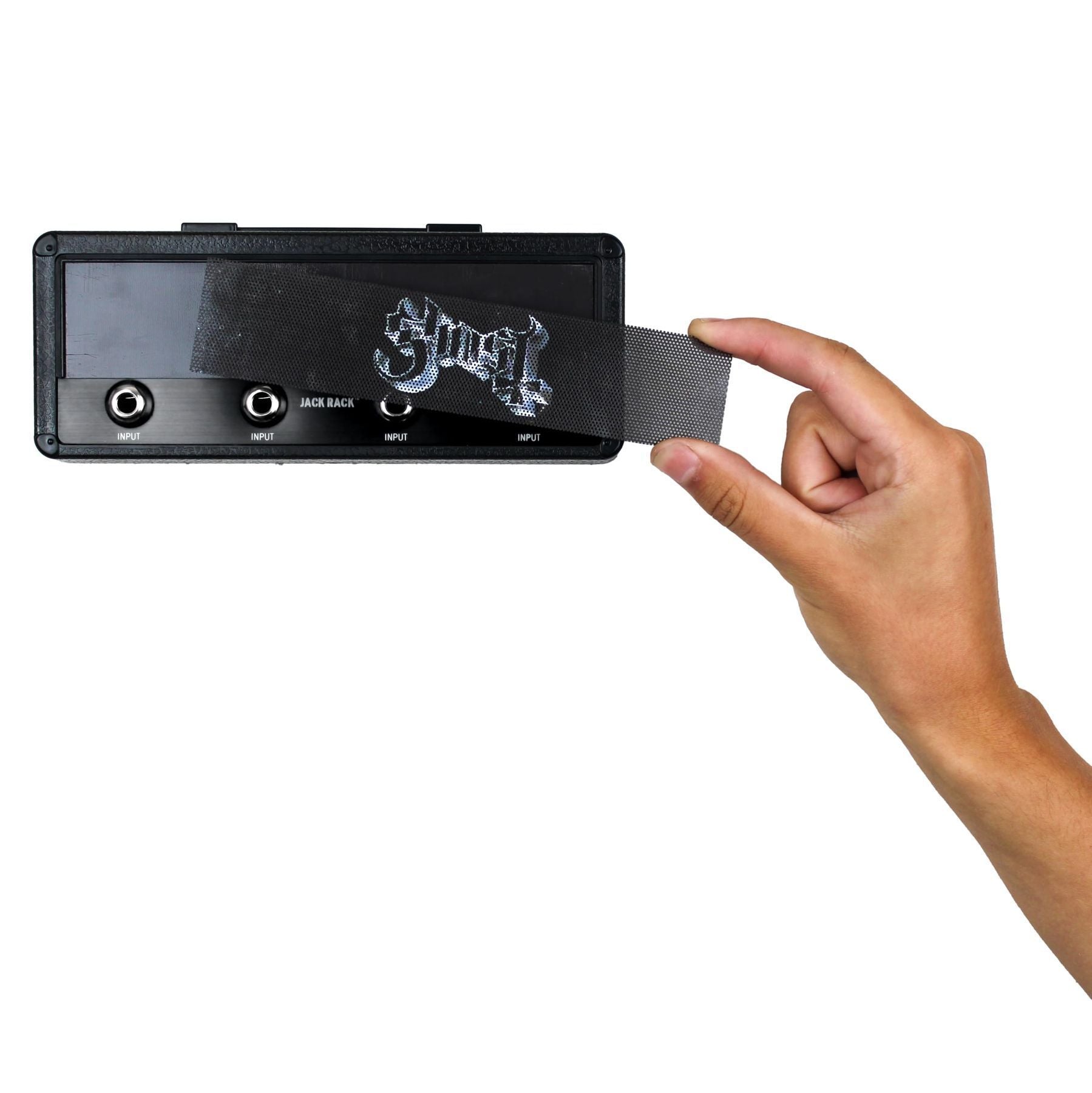 P Pluginz Jack Rack wall mounting Key Hanger. Includes 4 Guitar Plug Keychains and wall mounting Hardware. (Ghost) — Slide 5 of 7