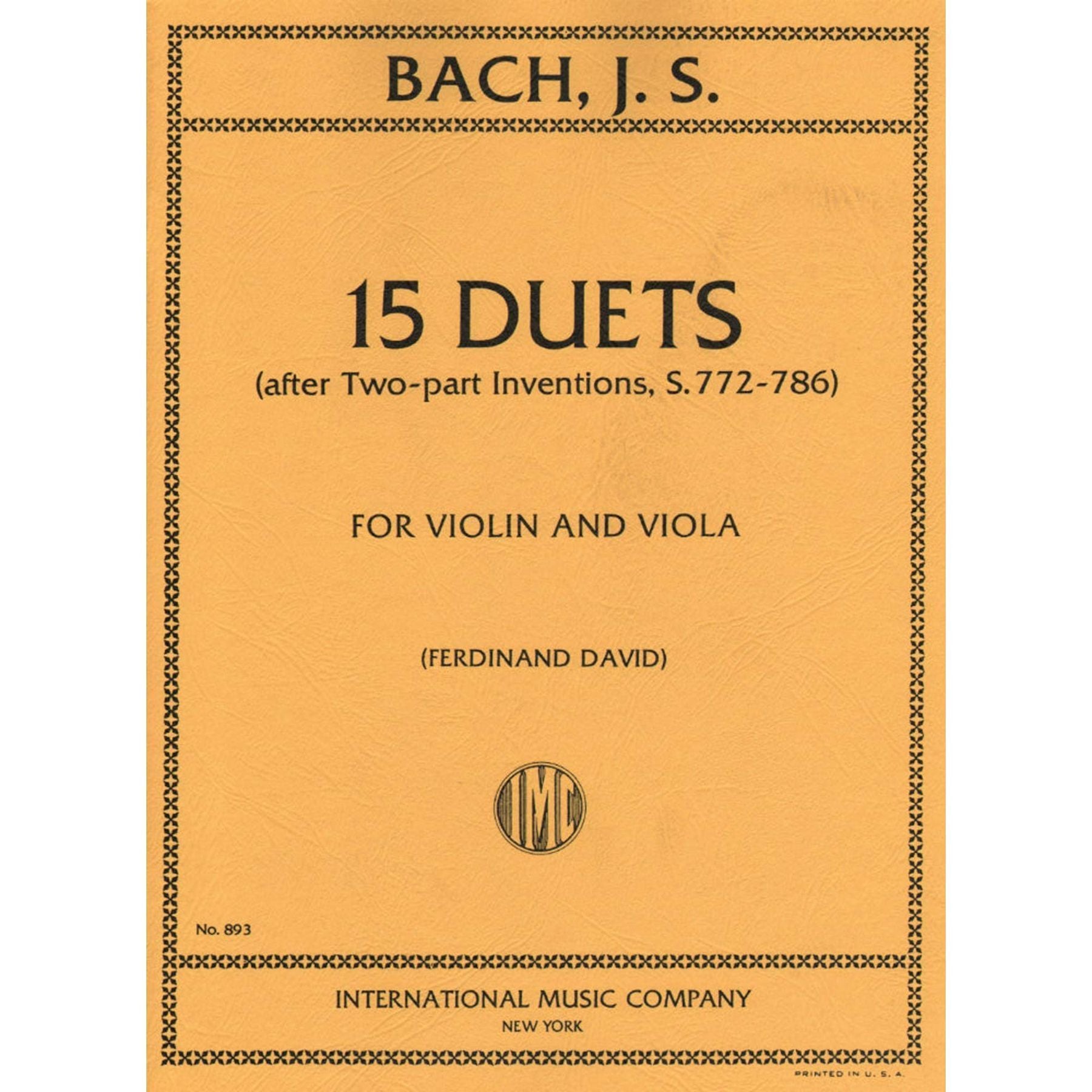 Bach, J.S. - 15 Duets After Two Part Inventions BWV 772 786 for Violin and Viola Arranged by David — Slide 1 of 2