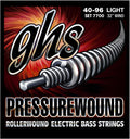 GHS Strings – Pressurewound Bass Strings 4-STRING SET - SHORT SCALE - Alloy 52 Rollerwound for Smooth Feel, Brigt Punchy Tone & Reduced Finger Noise - Made in USA - (7700 SET) - LIGHT GAUGE 40-96