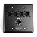SoundTools Wall CAT 5 Male XLR Black – 4-Channel Audio Over Shielded CAT Wall Plate with etherCON – Solderless XLR Panel for Analog/AES3/DMX Signals for Studio, Stage & AV Use