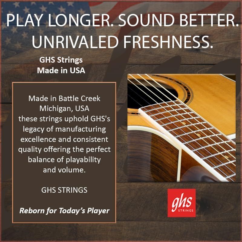 GHS Vintage Bronze Acoustic Guitar Strings – 80/15 Bronze Wrap – Warm, Woody Vintage Tone – Smooth Feel & Balanced Tension – USA Made – Fresh Sealed - VN-XL SET - Extra Light (11-50) — Slide 7 of 9
