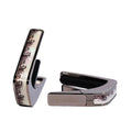 Thalia Guitar Capo - Deluxe Series (New Model with (2) Universal OctaveTouch Fret Pads) Black Chrome - White Pearl Waves