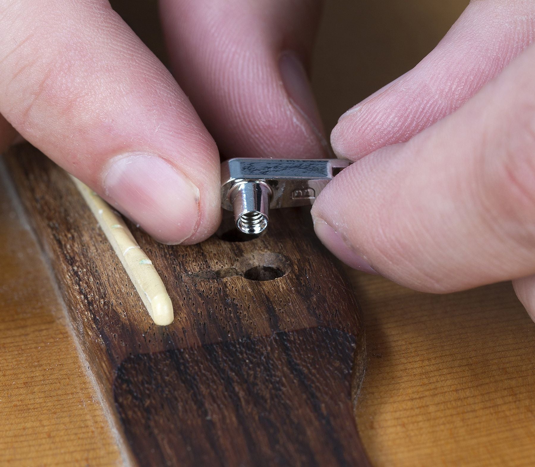 Power Pins 2.0 - Chrome Set with Power Plate Upgrade- Patented Bridge Pin System for Acoustic Guitars- Improved Tone, Amplified Sound, Easier Restringing, and Faster Tuning — Slide 7 of 7