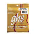 GHS Vintage Bronze Acoustic Guitar Strings – 80/15 Bronze Wrap – Warm, Woody Vintage Tone – Smooth Feel & Balanced Tension – USA Made – Fresh Sealed - VN-XL SET - Extra Light (11-50)