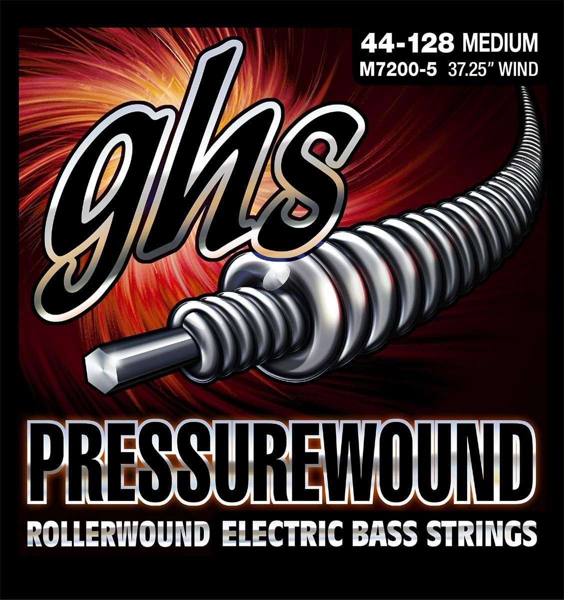 GHS Strings – Pressurewound Bass Guitar Strings – 5-String Bass - Alloy 52 Rollerwound for Smooth Feel, Bright Punchy Tone & Reduced Finger Noise – Medium Gauge – M7200-5 SET - 44-128 - Pack of 2 — Slide 8 of 9