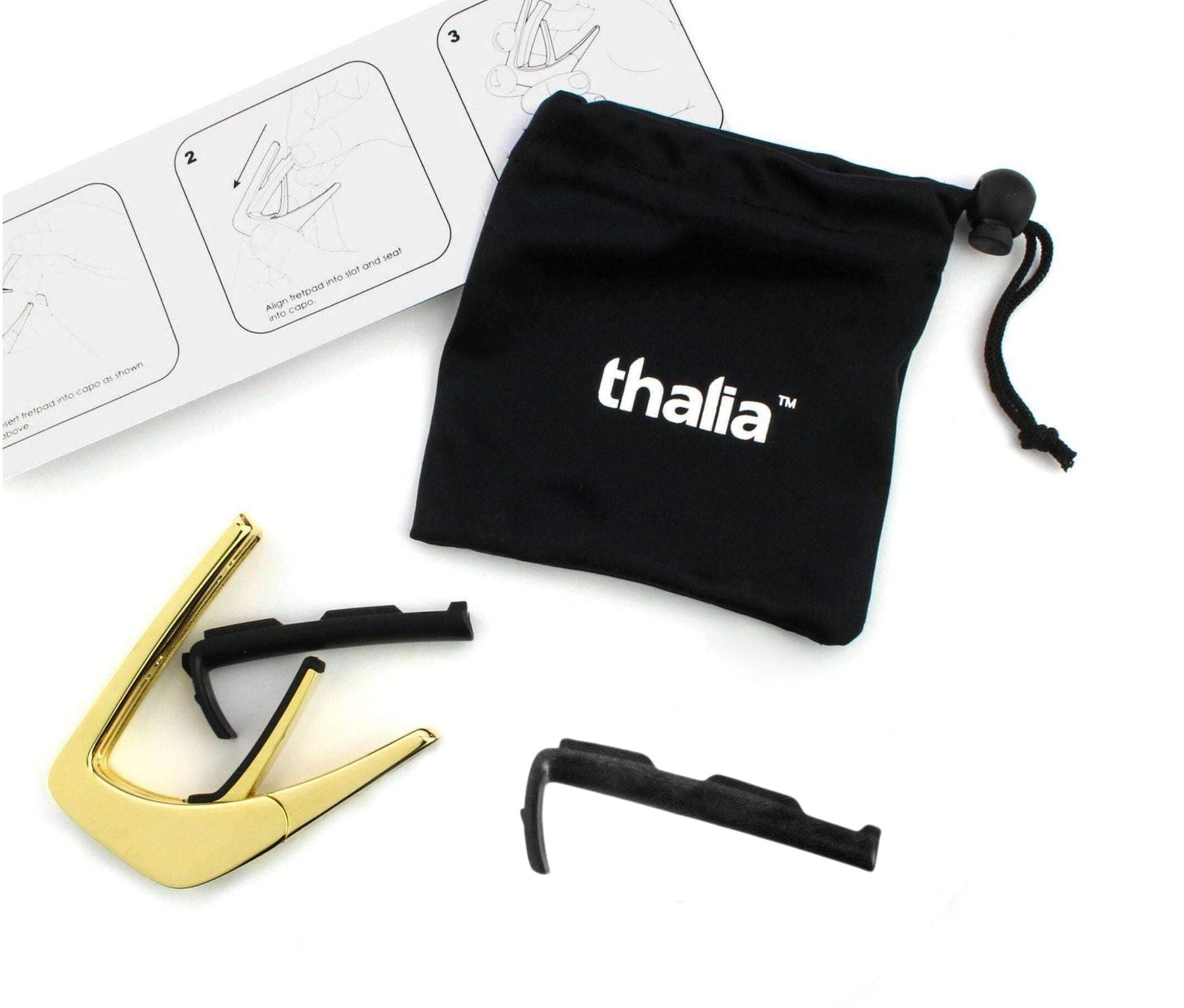 THALIA BLACK CHROME FINISH CAPO WITH SAPELE INLAY — Slide 3 of 3