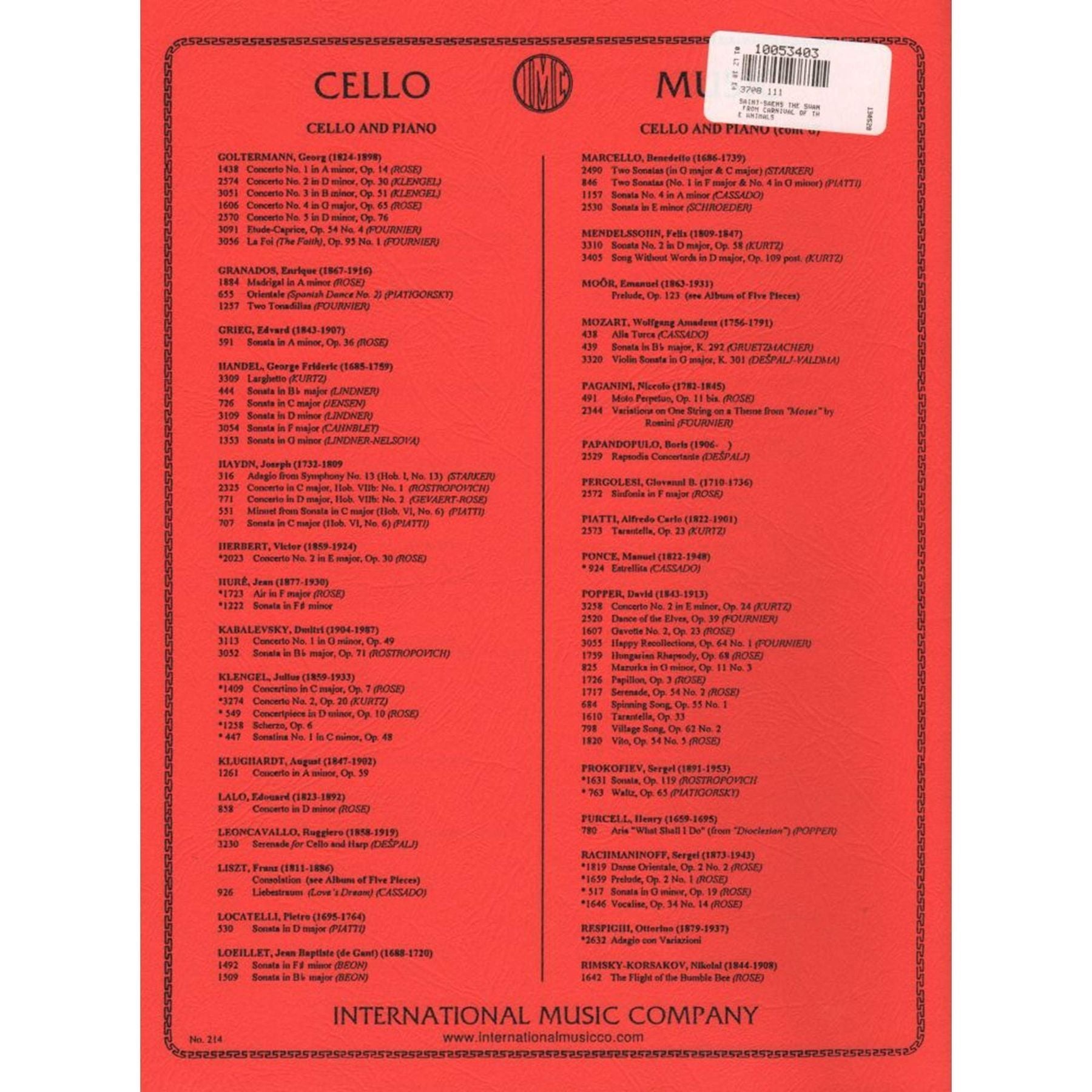Saint-Saens Camille The Swan from Carnival of the Animals. For Cello and Piano. by International — Slide 3 of 3