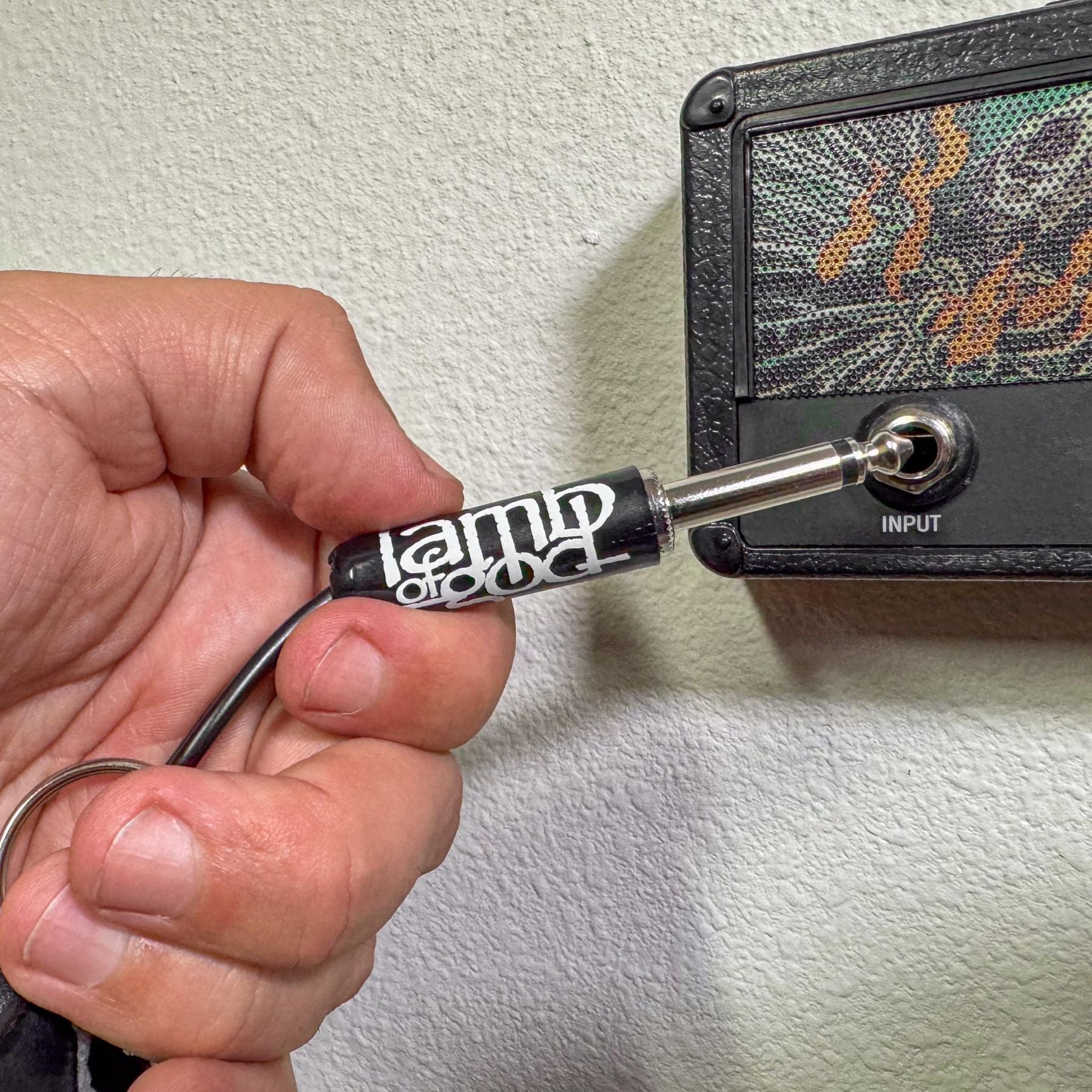 P Pluginz Jack Rack wall mounting Key Hanger. Includes 4 Guitar Plug Keychains and wall mounting Hardware. (Lamb of God) — Slide 6 of 9