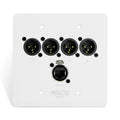 SoundTools Wall CAT 5 Male XLR White – 4-Channel Audio Over Shielded CAT Wall Plate with etherCON – Solderless XLR Panel for Analog/AES3/DMX Signals for Studio, Stage & AV Use