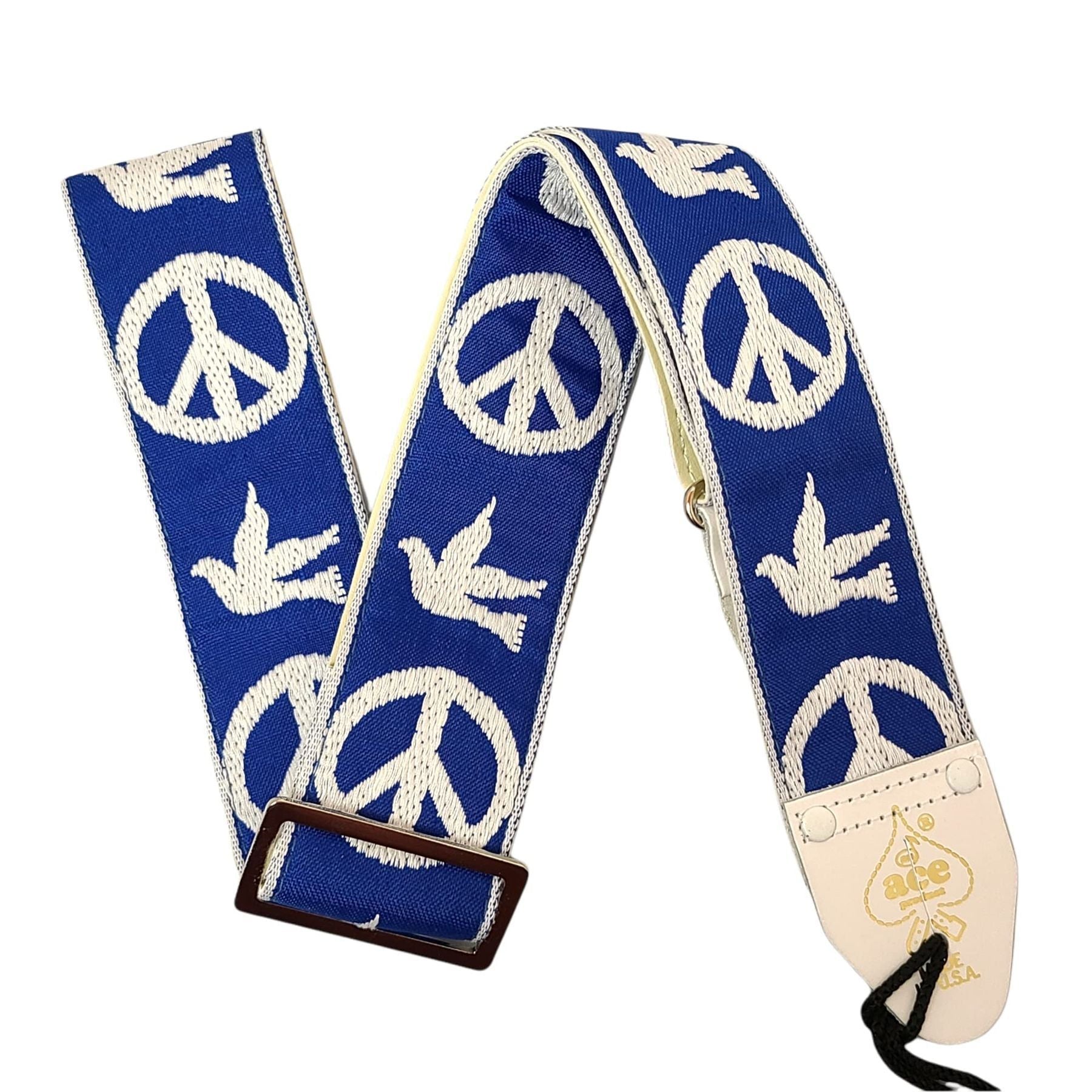 D'Andrea Ace Vintage Reissue guitar strap in Peace & Dove Blue design — Slide 6 of 6
