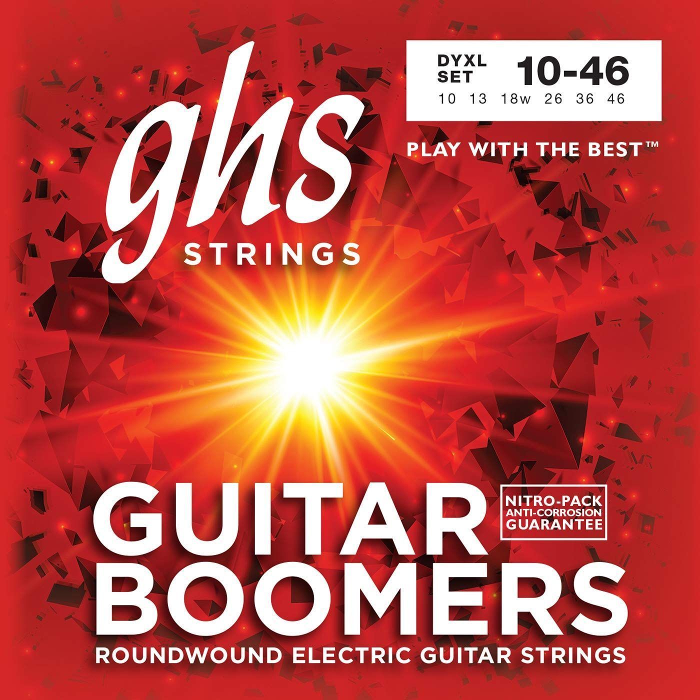 GHS Strings, DYXL Boomers, Nickel Plated Steel Electric Guitar Strings, Legendary Strength, Consistent Intonation, Long Lasting Brightness, Tone & Sustain. Wound 3rd (G), 10-46, XLT Gauge — Slide 7 of 7