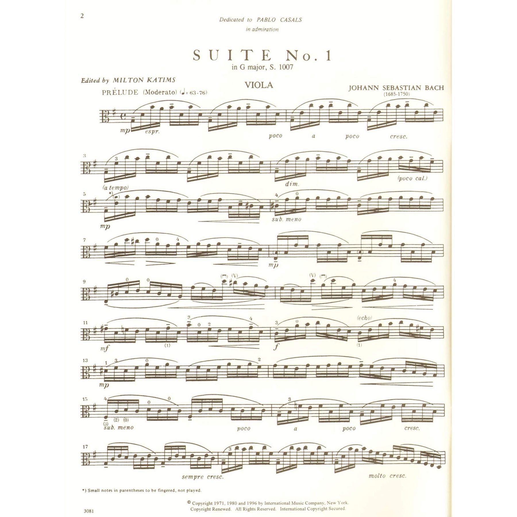 Bach, J.S. - 6 Cello Suites, BWV 1007-1012 - Viola solo - by Milton Katims - International — Slide 3 of 3