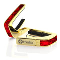 Thalia 24k Gold Finish Capo with Red Angel Wing Inlay – Premium Guitar Capo with Universal Fretpads for Acoustic, Electric, 6 & 12-String, Classical & Ukulele – Smooth Tuning & Elegant Design