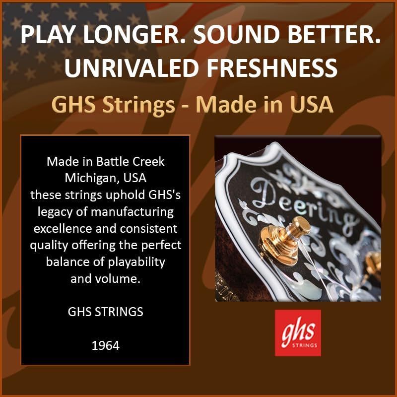 GHS Strings- 5-String Banjo Strings - Stainless Steel - Loop End - Custom Light Gauge - 010-020 - Model: PF155 SET — Slide 6 of 7