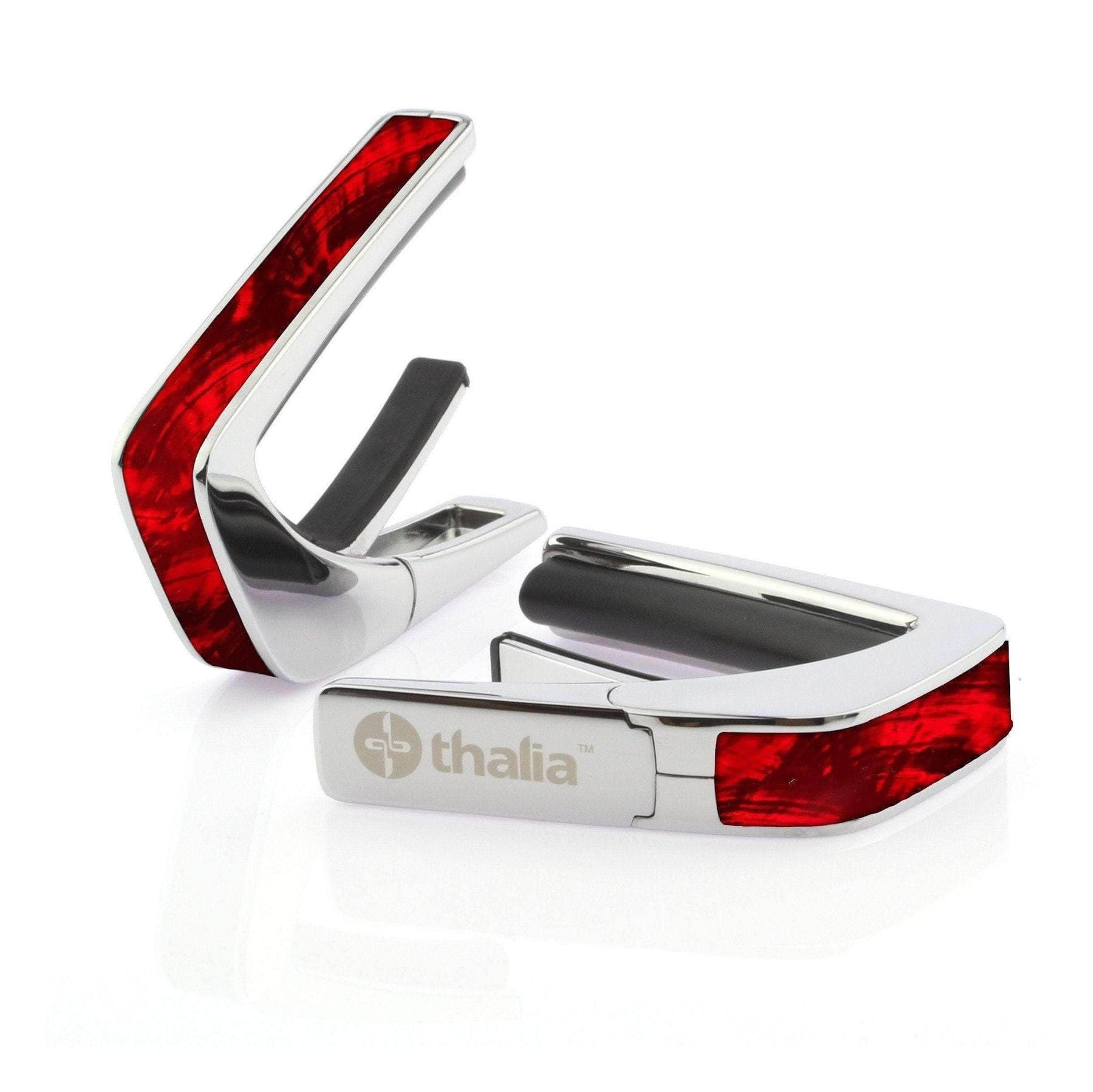 THALIA CHROME FINISH CAPO WITH RED ANGEL WING INLAY — Slide 1 of 3