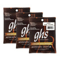 GHS Strings - Americana Phosphor Bronze Acoustic Guitar Strings – Cryogenically Treated for Long Life & Bright Rich Tone – Brass Plated Cores & Singles – (LT) Light Gauge – 12-54 - S425 SET (3 SETS)