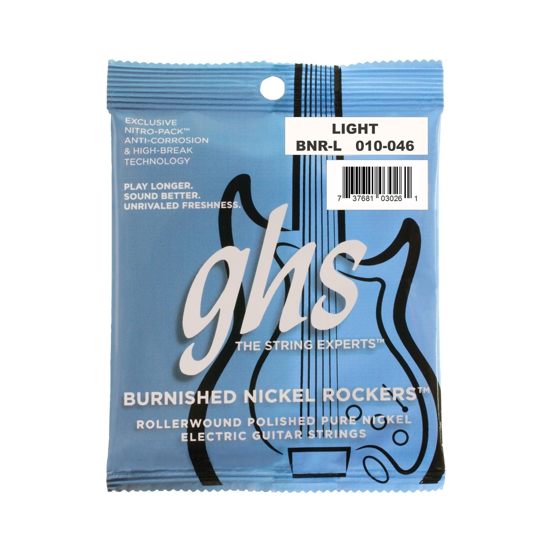 GHS Strings - Burnished Nickel Rockers - Electric Guitar Strings - Pure Nickel - Polished for a Smooth Feel - Warm Vintage Tone - Retro Rock & Blues Sound - Light Gauge - BNR-L SET - 10-46 - 3 PACK — Slide 8 of 9