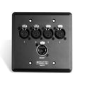 SoundTools Wall CAT 5 Female XLR Black – 4-Channel Audio Over Shielded CAT Wall Plate with etherCON – Solderless XLR Panel for Analog/AES3/DMX Signals for Studio, Stage & AV Use