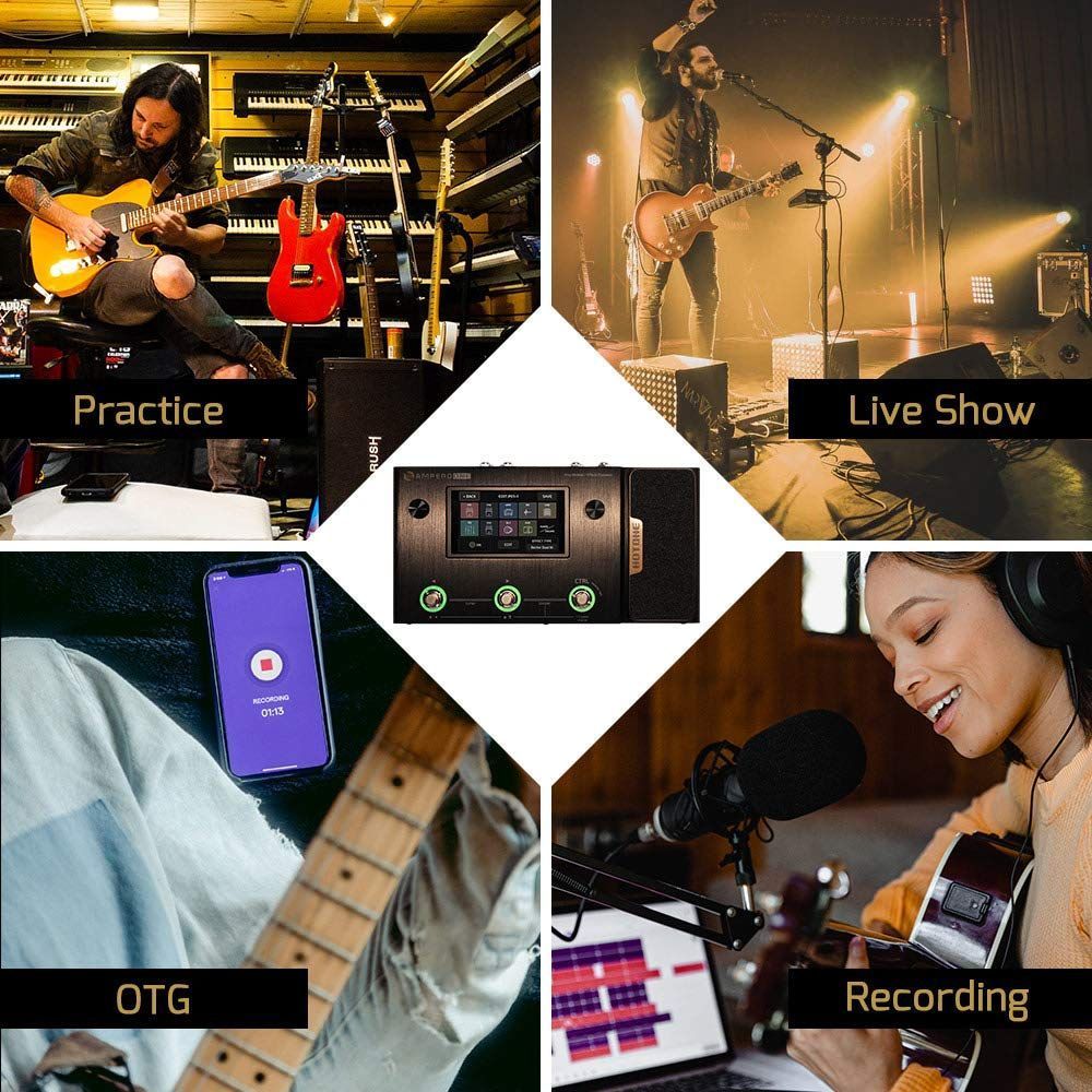 Hotone Ampero One MP-80 Guitar Bass Amp Modeling IR Cabinets Simulation Multi Language Multi-Effects with Expression Pedal Stereo OTG USB Audio Interface — Slide 6 of 7