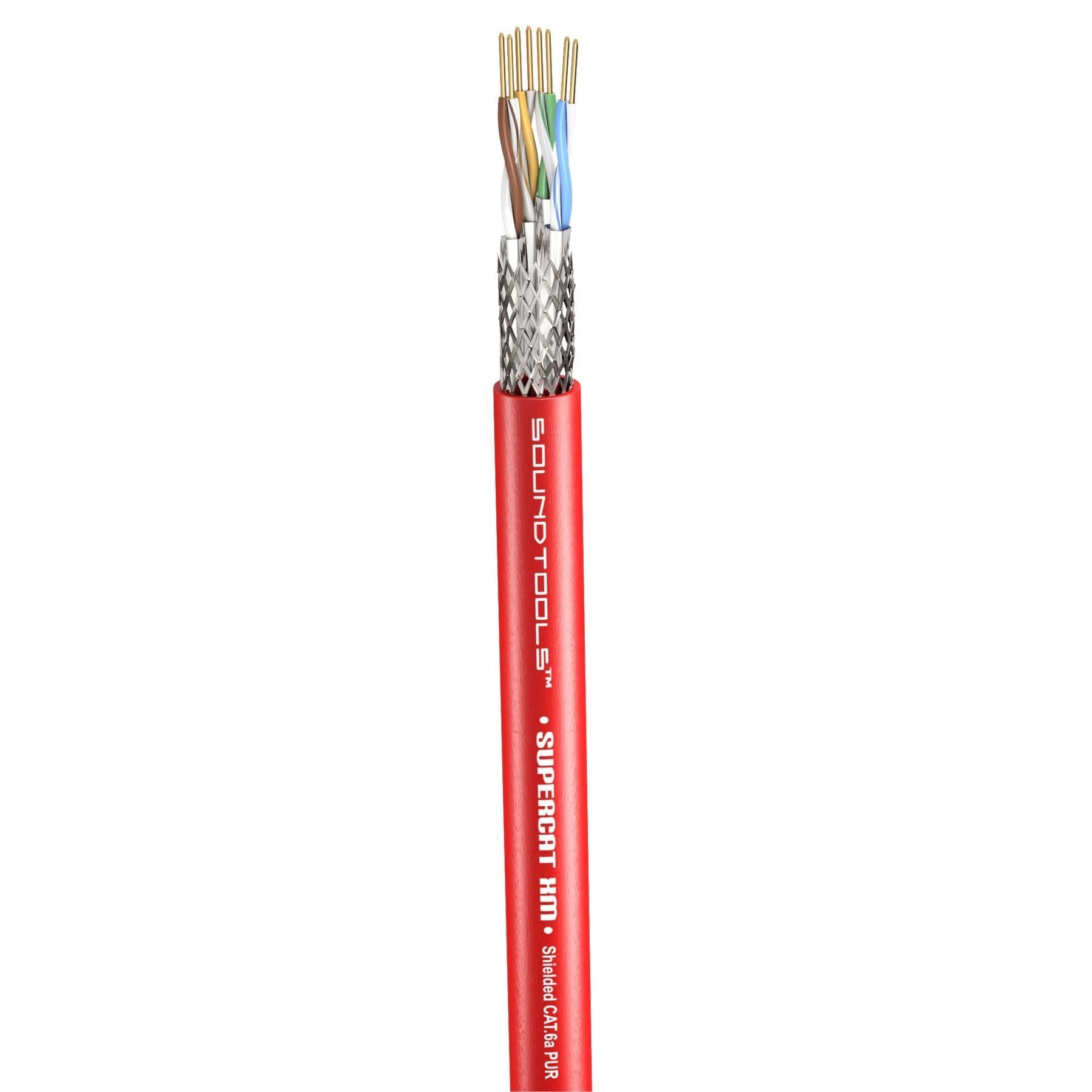 SoundTools SuperCAT XM Festival Grade Shielded CAT6a etherCON Cable – Double Shielded S/FTP Rugged Polyurethane Jacket – AES50 Dante AVB Milan Madi Compatible – High Visibility Red 10m — Slide 3 of 3