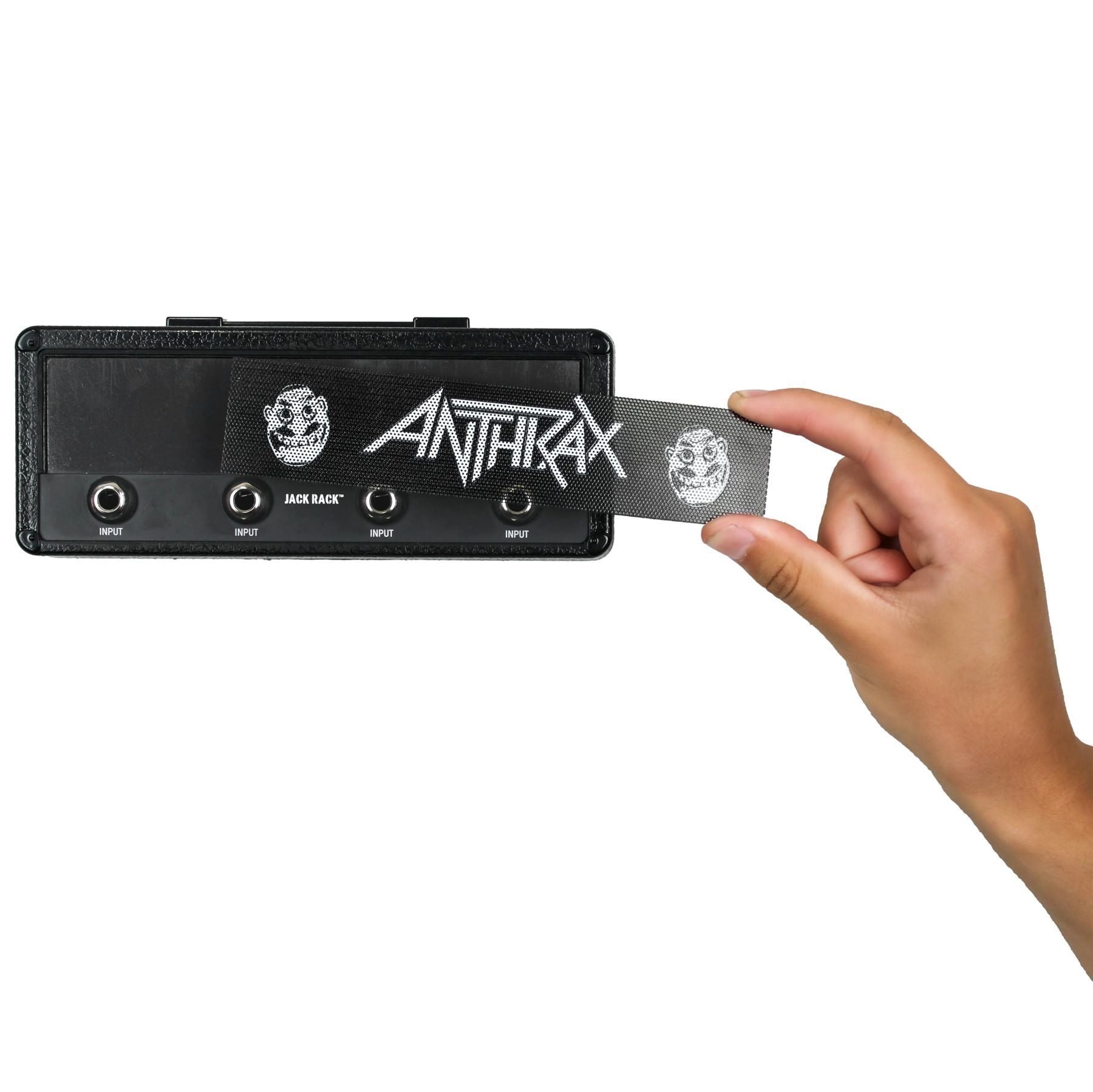 P Pluginz Jack Rack wall mounting Key Hanger. Includes 4 Guitar Plug Keychains and wall mounting Hardware. (Anthrax) — Slide 5 of 9