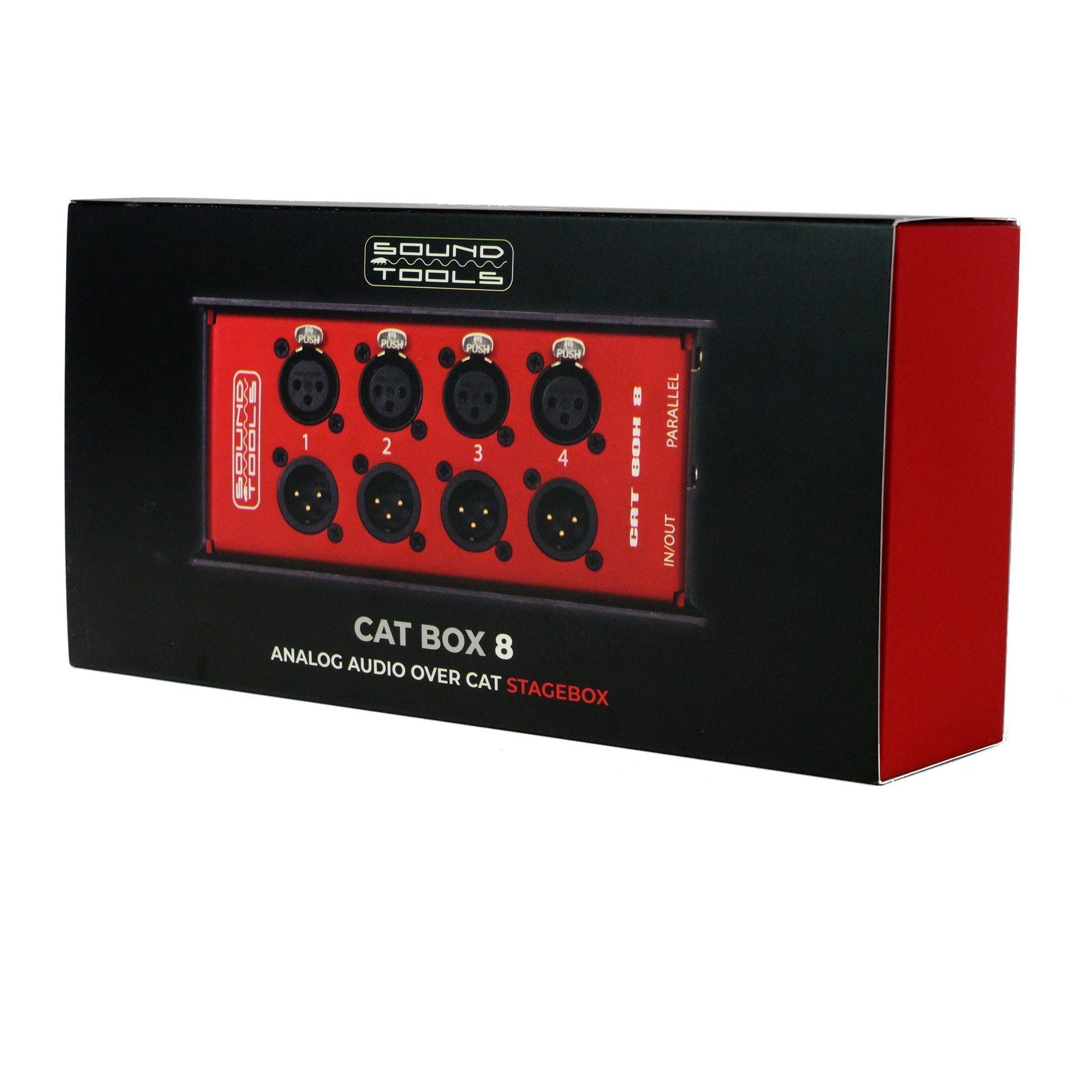 Sound Tools CAT Box 8 Analog Audio Over Cat Stagebox – Passive Audio DMX AES3 COM Transport – 4 Male & 4 Female XLR – etherCON Daisy Chain – Analog Audio Over Cat Cable with Phantom Power Support — Slide 6 of 6