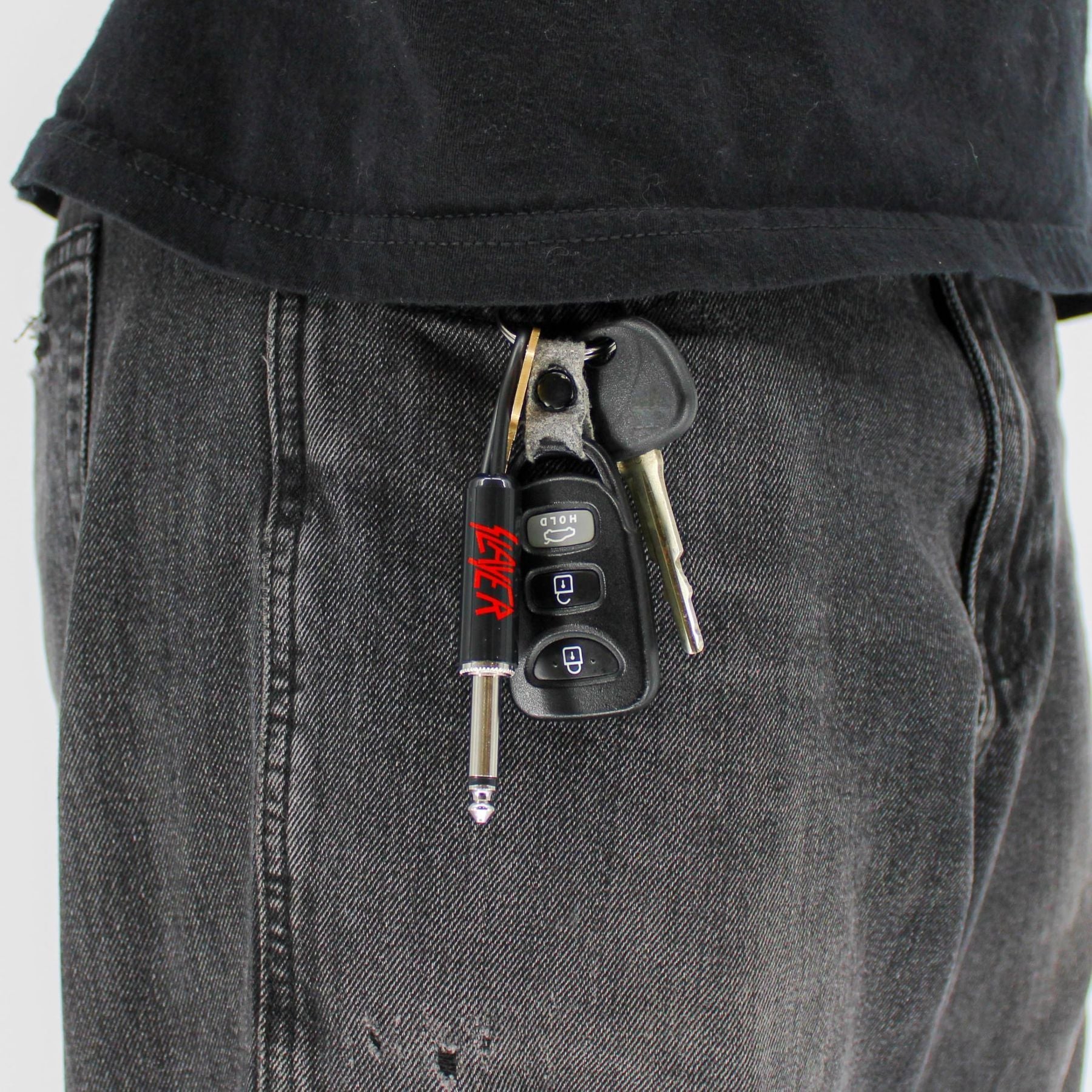 P Pluginz Jack Rack wall mounting Key Hanger. Includes 4 Guitar Plug Keychains and wall mounting Hardware. (Slayer) — Slide 8 of 9