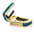 Thalia 24k Gold Finish Capo with Teal Angel Wing Inlay – Premium Guitar Capo with Universal Fretpads for Acoustic, Electric, 6 & 12-String, Classical & Ukulele – Smooth Tuning & Elegant Design