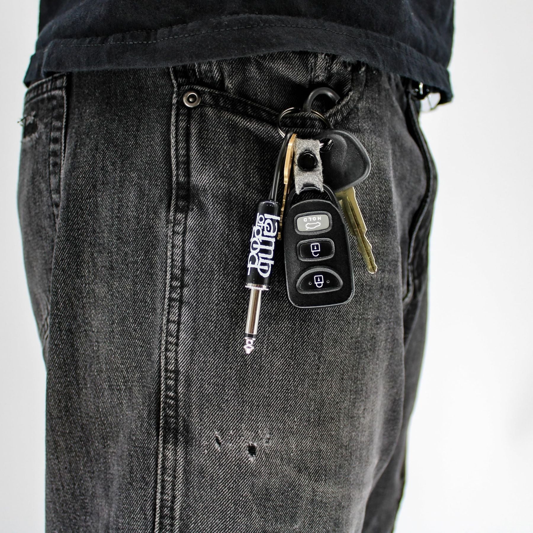 P Pluginz Jack Rack wall mounting Key Hanger. Includes 4 Guitar Plug Keychains and wall mounting Hardware. (Lamb of God) — Slide 7 of 9