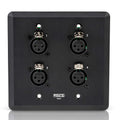 SoundTools WallCAT Female XLR Black – 4 Channel XLR Wall Plate for Shielded CAT5/6/7 Cables – Supports Analog Audio AES3 DMX and Intercom – Easy No Solder Installation with Durable Aluminum Finish