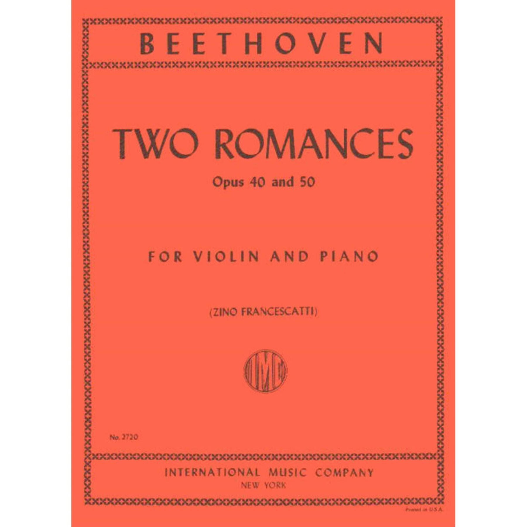 Beethoven Ludwig Two Romances Op. 40 and 50 Violin and Piano by Zino Francescatti - International — Slide 1 of 3